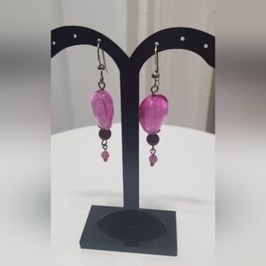Pink Purple Dangling Crystal Earrings . 🌴